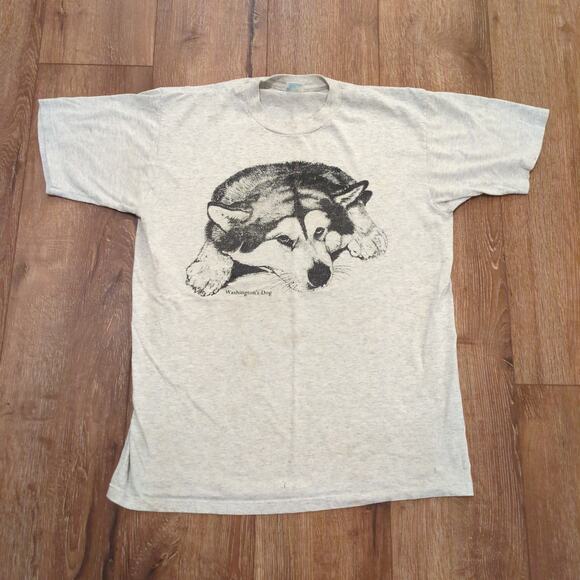 Jerzees Other - VTG Washington's Dog Adult XL Shirt Alaska Siberian Husky Wolf Drawing Heather